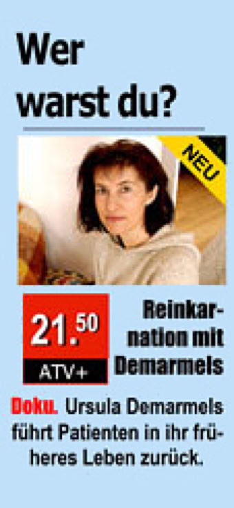 Ursula Demarmels. Wer warst du? Programmausschnitt aus der TV-media Rubrik "Das Beste des Tages" vom 20. Februar 2006;  Foto: Michael Appelt, Wien; TV-media, verlagsgruppe.news